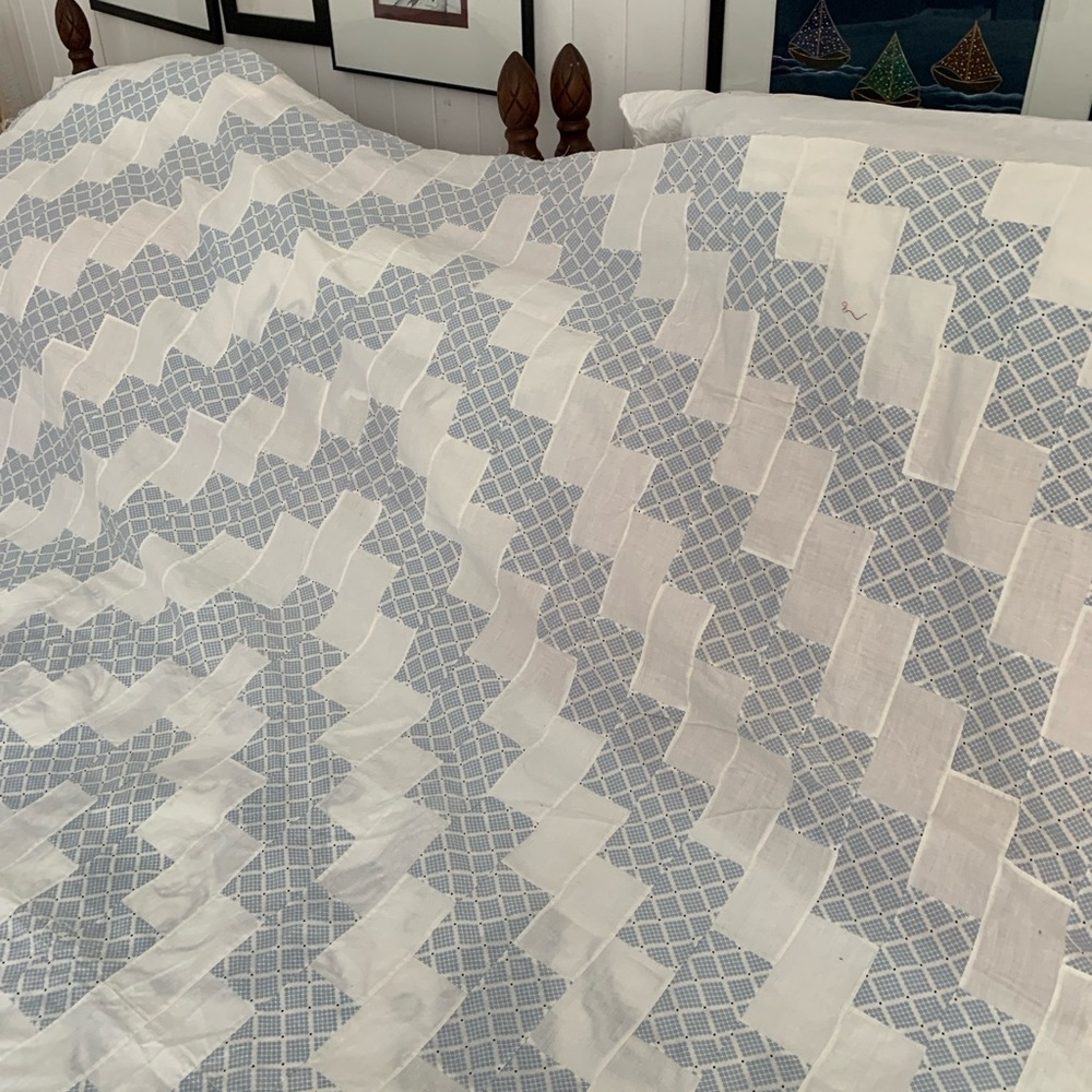 Elegant Blue and White Quilt Top
